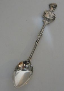 RARE Vintage King Hussein Jordan Figural Silver Souvenir Spoon 5