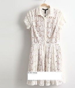 268 BCBG Kiran Lace Shirt Dress White 0 2 4 6 8