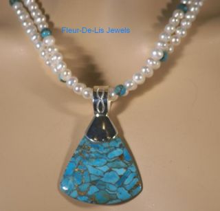 Jay King Mine Finds Kingman Turquoise Bronze Matrix Necklace Pendant