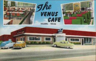 PR132 Vintage Killeen Texas TX Interior View Venus Cafe