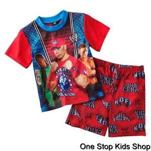 WWE Wrestling 4 6 8 10 Boys Pajamas PJs Set Cena Kofi Miz Shirt Top