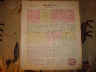 1887 Graham County Kirwin nicodemus Kansas Antique Map