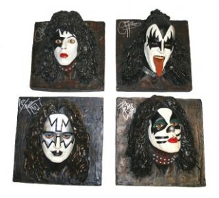 Vintage Kiss Signed Wall Sculptures Simmons Stanley Frehley Criss