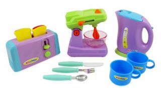 Kitchen Appliances Toy for Kids Mixer Toaster Kettle Cups Utensils Set