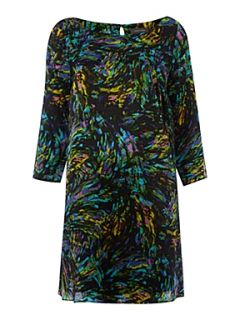Pied a Terre Printed silk swing shift dress Multi Coloured   