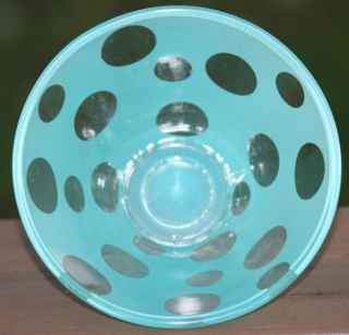 Turquoise Polka Dot Spot Glass Olive Bowl Bar Ware Kitchen