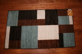 3x4 Kitchen Rug Washable Mat Rugs Brown Blue Squares