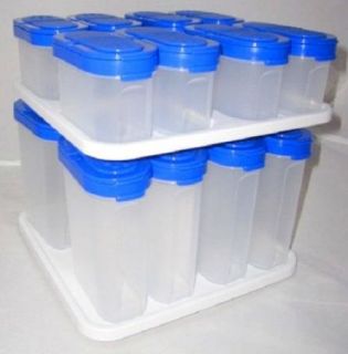 Complate 17pc Pantry Set Spice Shaker + Rotating Carousel NEW BLUE