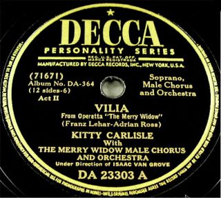 Merry Widow 78 RPM Decca 6 Record LP Set Da 364 Kitty Carlisle