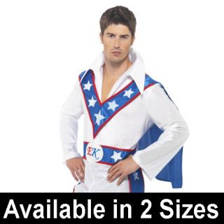 Licensed Stuntman Evel Knievel Fancy Dress Costume 70s 80s Adult Mens