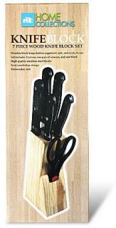 Home Collections 7 Piece Wood Stainless Steel Knife Block Set