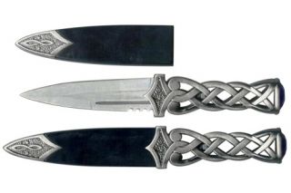 Silver Scottish Fantasy Dirk Knife Scotland Dagger Blue with Sheath