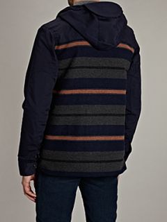 Bellfield Hooded contrast blanked striped parka Charcoal   
