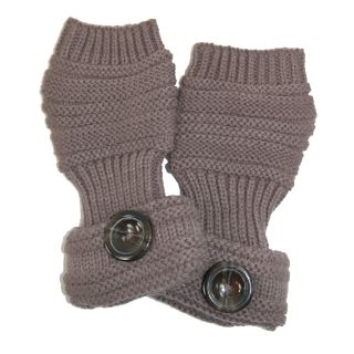 CTM Heavy Knit Fingerless Gloves with Button Accent