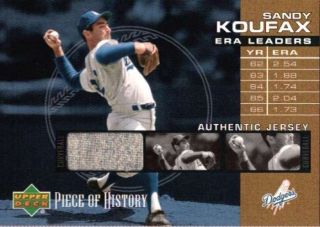 SANDY KOUFAX 2002 UD PIECE OF HISTORY GAME WORN/USED JERSEY #EL SK