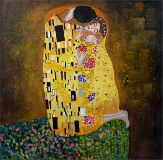 Hand Painted Oil Painting Repro Gustav Klimt The Kiss 36x36in
