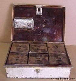 Antique Circa 1890 Kreamer Metal 7pc Spice Box Grater