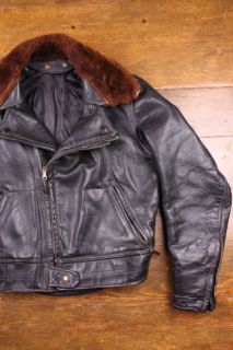 Vtg Cal Leather 40s Horsehide Motorcycle Biker Cop Jacket Old Crown