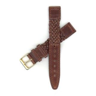 Kreisler 19mm Woven Leather Watch Band Brown New