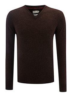 Howick The arlington lambswool V neck jumper CHOCOLATE MARL   