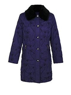 Eastex Floral quilted fur collar jacket Purple   