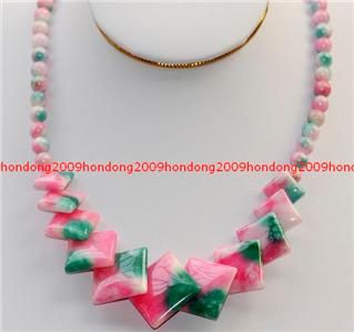 Colorful Kunzite Kunz Round Square Gemstone Beads Necklace 18