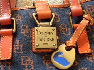 Authentic Dooney and Bourke Signature Bucket Bag Denim w Orange