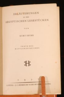 1927 Erläuterungen Aegyptischen Lesestücken Sethe 1st