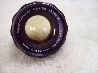Mint Pentax Super Takumar 50mm F1 4 Lens M42 Screw Mount with Filter