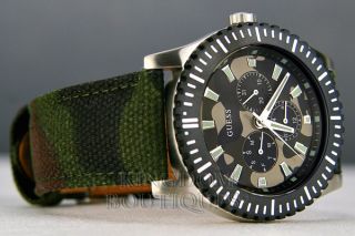 New Guess Mens Watch Leather Camouflage W10206G1 BNWT USA