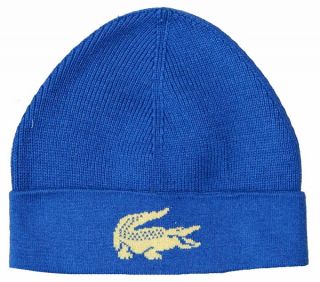Brand New Mens Lacoste Ski Beanie Hat Blue One Size