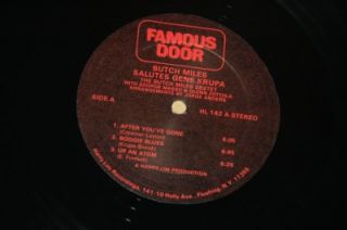 RARE Butch Miles Sextet Salutes Gene Krupa VG Vinyl Record Front Door