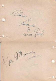 Alan Ladd / Sue Carol / Ken Murray Autographed 1940s Album Page Signed