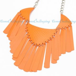Fashion Orange Lacker Collar Tassel Pendant Punk Rock Jewelry Necklace