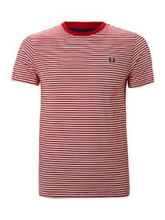 Fred Perry Striped crew neck T shirt Red   
