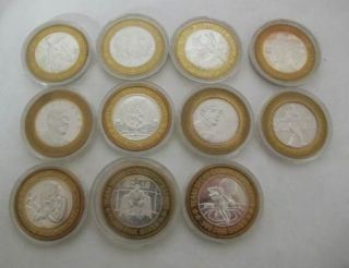 Magnificent Set of 11 999 Silver Lady Luck Casino Collectors Tokens