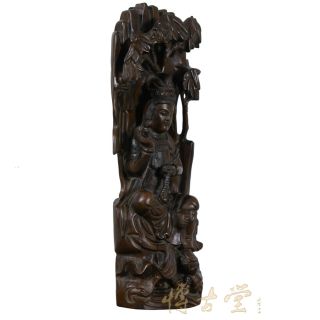 Chinese Antique Wood Carved Kwan Yin Statuary 25x33