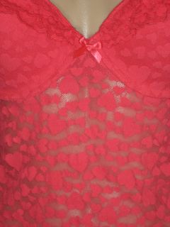 Victorias Secret *The LACIE* Nylon Red Heart Pattern Nightie & Thong