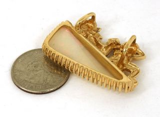 Vintage 14k Gold 40 Ct Opal Cherubs Ladies Pin Brooch