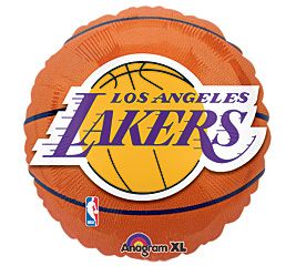 NBA 18 L.A. Lakers Basketball shape w/Logo Sports Party Mylar Foil
