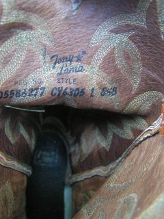 Tony Lama Western Cowboy Leather Exotic Leather Cap Toe Size 8 1 2B