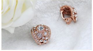 GP Rose Gold Swarovski Crystal Cruve Huggie Earrings Laday Gift