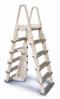 HEAVY DUTY ADJUSTABLE A FRAME LADDER WITH TOP STEP FOR ABOVE GROUND