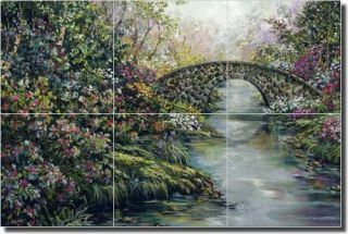 Cook Stone Bridge Landscape Art Ceramic Tile Mural Backsplash 18 x 12