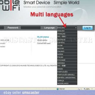HUAWEI E586 Web Admin multiple languages