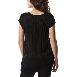 Liz Lange Maternity Short Sleeve Smocked Fashion Knit Top Black Ebony