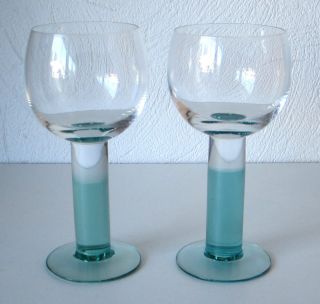 Iittala Mondo Green Wine Glasses 2 Kerttu Nurminen Excellent Condtion