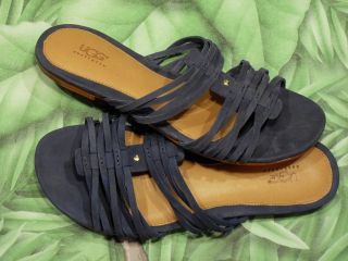 New Box UGG Medieval Blue Kaiti Leather Slide Sandals Womens Sz 6 9