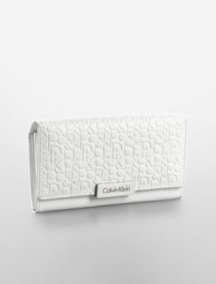 Calvin Klein White Leather Debossed Logo Slim Envelope Wallet 36020954