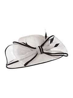 Linea Big bow hat with feathers & grosgrain trim   